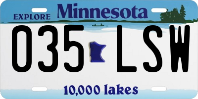 MN license plate 035LSW