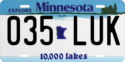 MN license plate 035LUK
