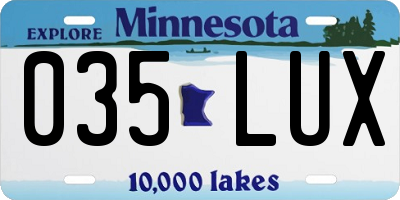 MN license plate 035LUX