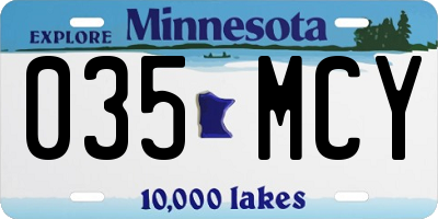 MN license plate 035MCY