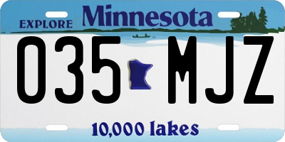 MN license plate 035MJZ