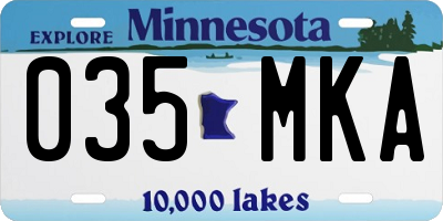 MN license plate 035MKA