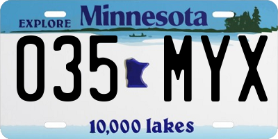 MN license plate 035MYX
