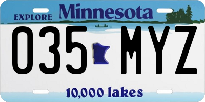 MN license plate 035MYZ