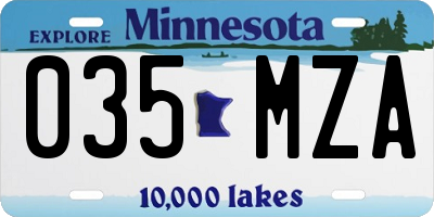 MN license plate 035MZA