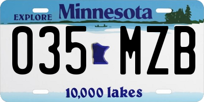 MN license plate 035MZB
