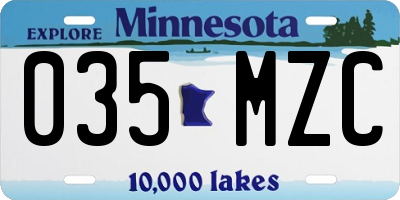 MN license plate 035MZC