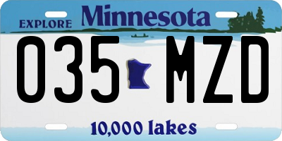 MN license plate 035MZD