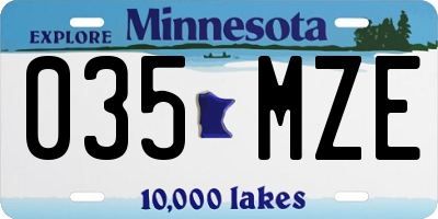 MN license plate 035MZE