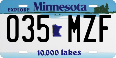 MN license plate 035MZF