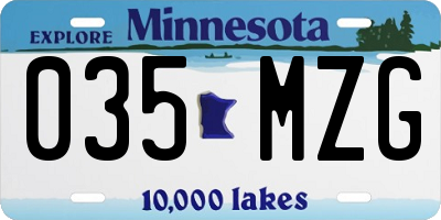 MN license plate 035MZG