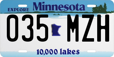 MN license plate 035MZH