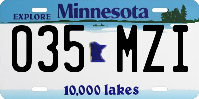 MN license plate 035MZI