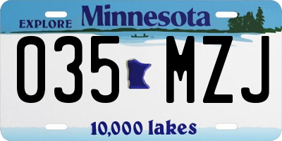 MN license plate 035MZJ