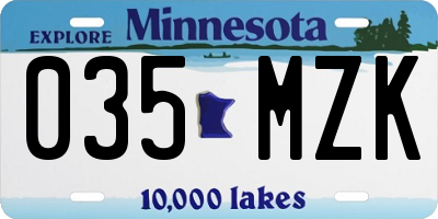 MN license plate 035MZK