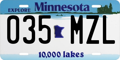 MN license plate 035MZL