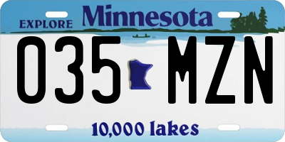 MN license plate 035MZN