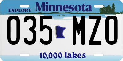 MN license plate 035MZO