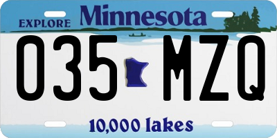 MN license plate 035MZQ