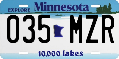 MN license plate 035MZR