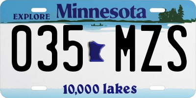 MN license plate 035MZS