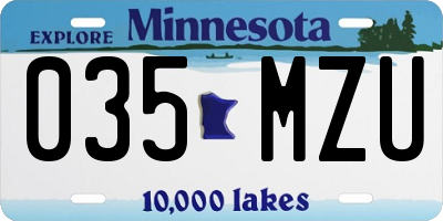 MN license plate 035MZU