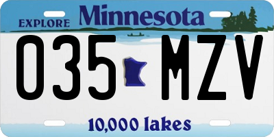 MN license plate 035MZV