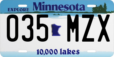 MN license plate 035MZX