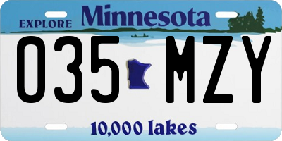 MN license plate 035MZY