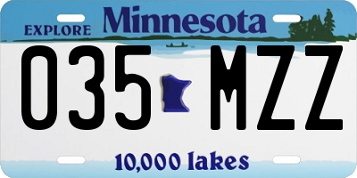 MN license plate 035MZZ