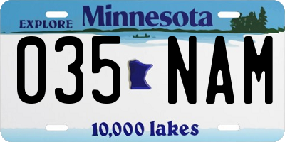 MN license plate 035NAM