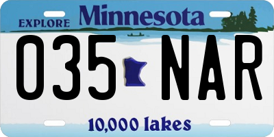 MN license plate 035NAR