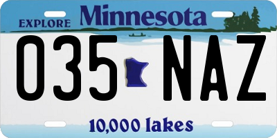 MN license plate 035NAZ