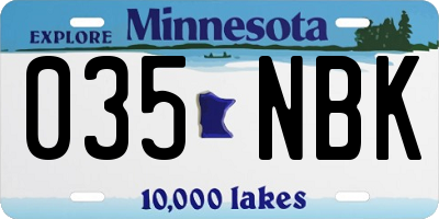MN license plate 035NBK