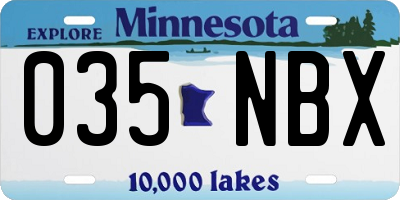 MN license plate 035NBX