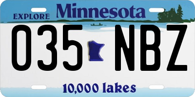MN license plate 035NBZ