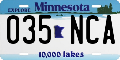 MN license plate 035NCA