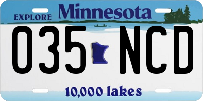 MN license plate 035NCD