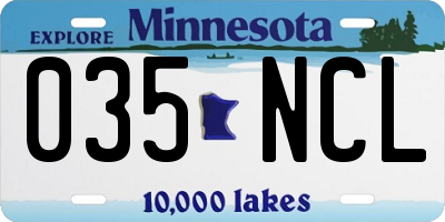 MN license plate 035NCL