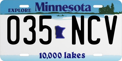 MN license plate 035NCV