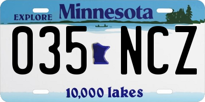 MN license plate 035NCZ