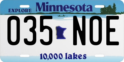 MN license plate 035NOE
