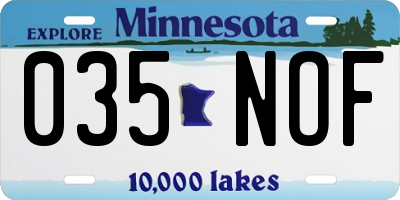 MN license plate 035NOF