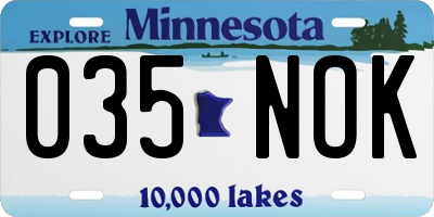 MN license plate 035NOK