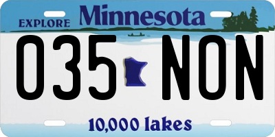 MN license plate 035NON