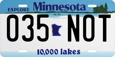 MN license plate 035NOT