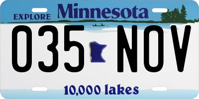 MN license plate 035NOV