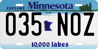 MN license plate 035NOZ
