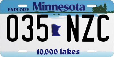 MN license plate 035NZC