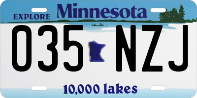 MN license plate 035NZJ
